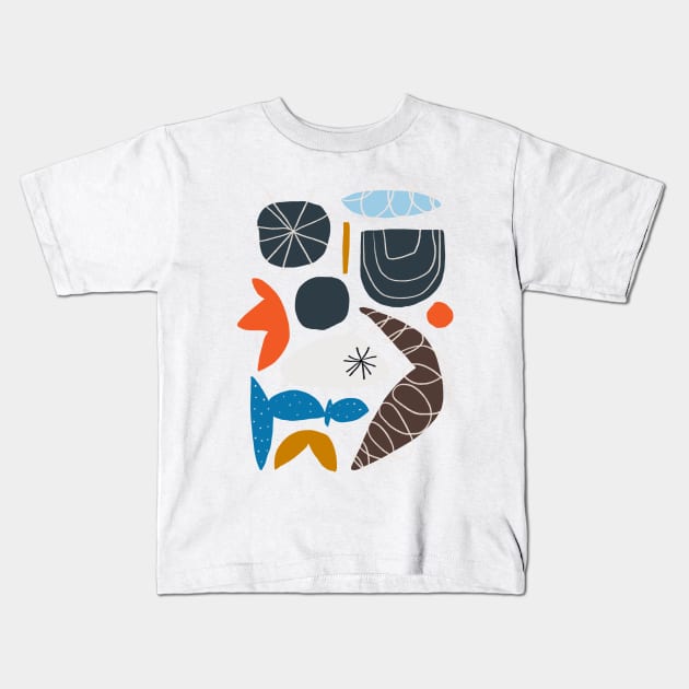 Happy Shapes Kids T-Shirt by fossdesign